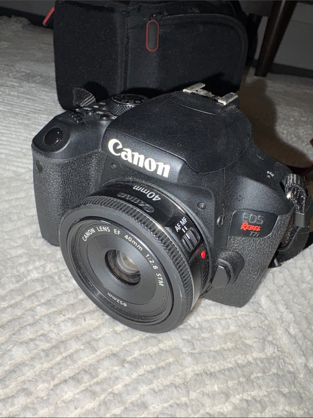 Canon EOS Rebel T7i DSLR Camera in Black with Red-Trim Strap - Picture 5 of 5